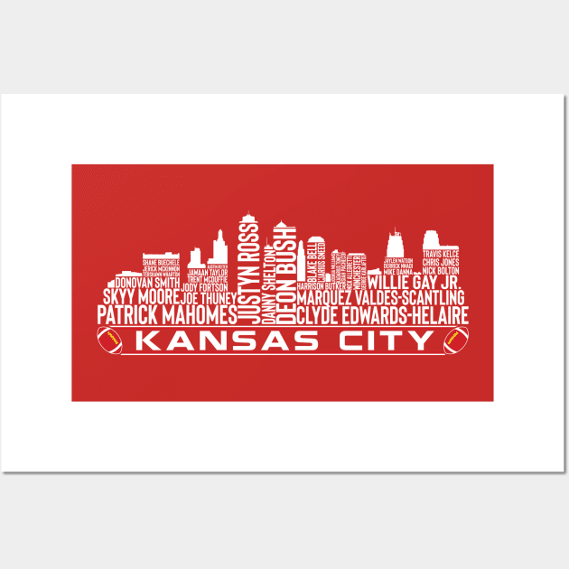 Kansas City Football Team 23 Player Roster, Kansas City Skyline Wall Art by Legend Skyline